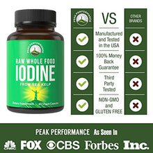 Load image into Gallery viewer, Raw Whole Food Iodine from Organic Kelp (Ascophyllum Nodosum) by Peak Performance. Thyroid Support Supplement. Great Metabolism Booster, Energy and Immune Boost - 60 Vegan Capsules