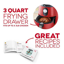 Load image into Gallery viewer, DASH DMAF355GBRD02 Deluxe Electric Air Fryer + Oven Cooker with Temperature Control, Non Stick Fry Basket, Recipe Guide + Auto Shut off Feature, 3qt, Red