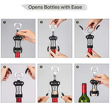 Load image into Gallery viewer, Wine Opener, Zinc Alloy Premium Wing Corkscrew Wine Bottle Opener with Multifunctional Bottles Opener, Upgrade - Black