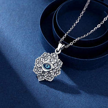 Load image into Gallery viewer, EUDORA Good Luck Blue Evil Eye Vintage Sterling Silver Necklace Pendant, Gift for Women Girl, 18 inch Chain