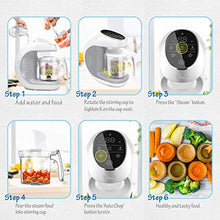 Load image into Gallery viewer, TCBunny Baby Food Maker Processor | 7 in 1 Meal Station with Steam Cooker, Blender, Chopper, Defroster, Reheater, Disinfector, Auto Cleaning Function, 20 Oz Tritan Stirring Cup, White