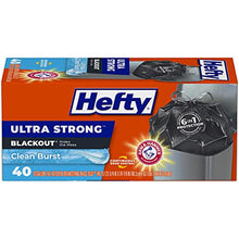 Load image into Gallery viewer, Hefty Ultra Strong Tall Kitchen Trash Bags, Blackout, Clean Burst, 13 Gallon, 40 Count
