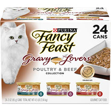 Load image into Gallery viewer, Purina Fancy Feast Gravy Lovers Poultry and Beef Gourmet Wet Cat Food Variety Pack - (24) 3 oz. Cans