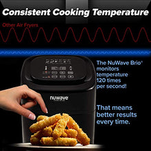 Load image into Gallery viewer, NUWAVE BRIO 6-Quart Digital Air Fryer with one-touch digital controls, 6 easy presets, precise temperature control, recipe book, basket divider, wattage control, PREHEAT & REHEAT Function