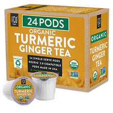 Load image into Gallery viewer, Organic Turmeric Ginger Tea K-Cup Pods, 24 Pods by FGO - Keurig Compatible - Naturally Caffeine-Free Herbal Tea, Premium Green Tea is USDA Organic, Non-GMO, & Recyclable