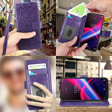 Load image into Gallery viewer, Harryshell Kickstand Flip PU Leather Wallet Case with Card Slots Wrist Strap Floral Flower Cover for T-Mobile Revvl 4 Plus Revvl 4+ (Not fit REVVL 4 / REVVL 5G)(Purple)