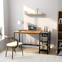 Load image into Gallery viewer, CubiCubi Computer Home Office Desk, 47 Inch Small Desk Study Writing Table with Storage Shelves, Modern Simple PC Desk with Splice Board, Rustic Brown and Black