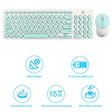 Load image into Gallery viewer, Wireless Keyboard and Mouse Combo, FD iK6630 2.4GHz Cordless Cute Round Key Set Smart Power-Saving Whisper-Quiet Slim Combo for Laptop, Computer,TV and Mac (Mint Green & White)
