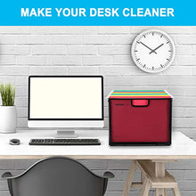 Load image into Gallery viewer, Hanging File Folder Organizer, Mesh Metal File Organizer Box Office Filing Crate Folder Holder Storage Box, Letter Size, Black