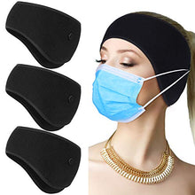 Load image into Gallery viewer, Geyoga 3 Pieces Button Headband Thermal Headband Ear Warmer Headband Winter Headbands Fleece Headband for Women Men (Black)
