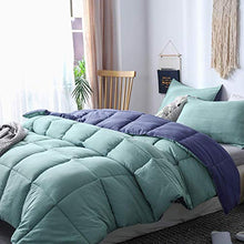 Load image into Gallery viewer, KASENTEX All Season Down Alternative Quilted Comforter Set Reversible Ultra Soft Duvet Insert Hypoallergenic Machine Washable, King, Turquoise Sea Green/Twilight Blue