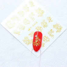 Load image into Gallery viewer, Ocealux Gold Silver Nail Art Stickers 30 Sheets Metallic Water Transfer Decals Feather Flower Spider Butterfly Lace Dream Catcher Design Decal For Nails Decoration Nail Art Manicure Slider
