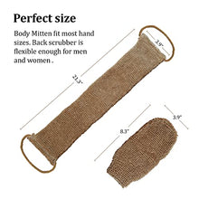 Load image into Gallery viewer, Natural Back Scrubber for Shower for Men and Women - Set of Hemp Back Washer & Exfoliating Glove for Body- Long Back Sleeve with Scrub Mitten for Deep Cleaning & Skin Relax