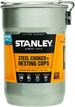 Load image into Gallery viewer, Stanley Adventure Camp Cook Set - 24oz Kettle with 2 Cups - Stainless Steel Camping Cookware with Vented Lids & Foldable + Locking Handle - Lightweight Cook Pot for Backpacking/Hiking/Camping