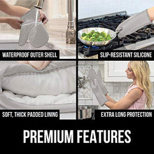 Load image into Gallery viewer, Gorilla Grip Heat Resistant Silicone Oven Mitts Set, Soft Quilted Lining, Extra Long, Waterproof Flexible Gloves for Cooking and BBQ, Kitchen Mitt Potholders, Easy Clean, Set of 2, Almond
