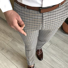 Load image into Gallery viewer, Pants for Men Sweatpants,Men's Casual Plaid Print Party Suit Pants Stretch Feet Pants with Pockets,Skinny Stretchy Pants Slim Fit Slacks Tapered Trousers