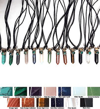 Load image into Gallery viewer, Mia Jewel Shop Hexagonal Healing Gemstone Crystal Point Pendant Round Chrysocolla Stone Adjustable Necklace (Brown Tiger's Eye)