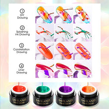 Load image into Gallery viewer, 6 Colors Spider Gel, Saviland Fluorescent Matrix Gel with Summer Gel Paint Design Nail Art Wire Drawing Gel for Line (Red Pink Orange Purple Green)