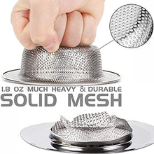 Load image into Gallery viewer, 2 Pack Kitchen Sink Strainer,4.5 inches Large Wide Rim,Germany 304 Stainless Steel Sink Drain Strainer with Handle Sink Stopper,Basket Strainer