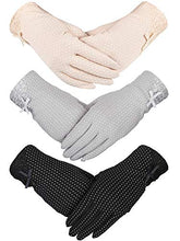 Load image into Gallery viewer, 3 Pairs Women Sun Protective Gloves UV Protection Sunblock Gloves Touchscreen Gloves for Summer Driving Riding (Color Set 1)