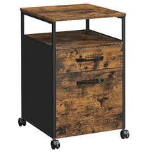 Load image into Gallery viewer, VASAGLE File Cabinet, Mobile Filing Cabinet with Wheels, 2 Drawers, Open Shelf, for A4, Letter Size, Hanging File Folders, Rustic Brown and Black UOFC71X