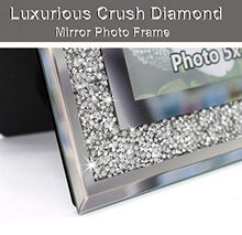 Load image into Gallery viewer, Crushed Diamond Wedding Mirror Photo Frame, Crystal Silver Glass Picture Frame For Photograph Size 8x10 inch, Pack of 2 Pieces, table top Stand frame & Wall Frame. Bling Sparkle Crushed Diamond Home Decor.