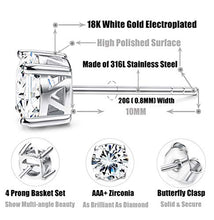 Load image into Gallery viewer, Jstyle Stud Earrings for Women 18K White Gold Rose Plated CZ Halo Earrings Created Opal Earrings Set for Sensitive Ears with Gift Box