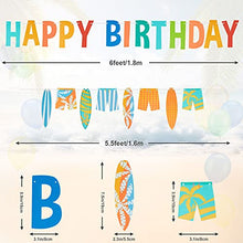 Load image into Gallery viewer, 38 Pieces Surf Up Happy Birthday Garland Summer Banner Surfboard Cupcake Toppers Different Color Latex Balloons for Swimming Pool Summer Beach Party Birthday Baby Shower Party Supplies
