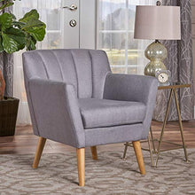 Load image into Gallery viewer, Christopher Knight Home Merel Mid-Century Modern Fabric Club Chair, Light Grey / Natural