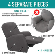 Load image into Gallery viewer, Rose Home Fashion RHF 4 Separate Piece Stretch Recliner Slipcovers, Recliner Chair Cover, Recliner Cover Furniture Protector Elastic Bottom, Recliner Slipcover with Side Pocket (Darkgray-Recliner)
