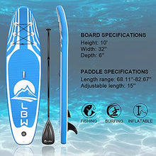 Load image into Gallery viewer, LBW Inflatable Stand Up Paddle Board SUP Paddleboard with Premium SUP Accessories & Waterproof Backpack, Adjustable 3 Pieces Paddle, Non-Slip Deck, Youth & Adult ISUP