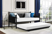Load image into Gallery viewer, DHP Astoria Metal and Upholstered Daybed/Sofa Bed with Included Trundle, Twin Size Frame, Black