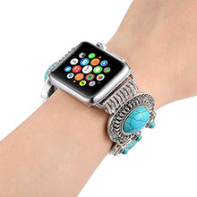 Load image into Gallery viewer, Fastgo Compatible with Apple Watch Band 42mm 44mm, Bohemian Ethnic Antique Style Compatible with Iwatch Strap Band with Turquoise for Series 5/4/3/2/1(42mm 44mm)