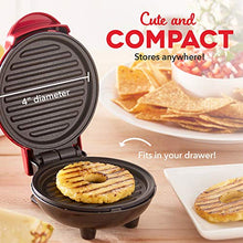 Load image into Gallery viewer, Dash DMG001RD Mini Maker Portable Grill Machine + Panini Press for Gourmet Burgers, Sandwiches, Chicken + Other On the Go Breakfast, Lunch, or Snacks with Recipe Guide - Red