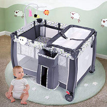 Load image into Gallery viewer, Costzon Baby Playard, 3 in 1 Convertible Playpen with Bassinet, Changing Table, Foldable Bassinet Bed with Music Box, Whirling Toys, Wheels & Brake, Large Capacity Basket, Oxford Carry Bag (Grey)