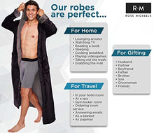 Load image into Gallery viewer, Ross Michaels Mens Robe Big & Tall with Hood - Long Plush Shawl Collar Fleece Bathrobe (Black Gray, Small-Medium)