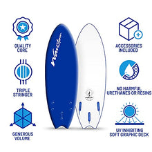 Load image into Gallery viewer, Wavestorm -Soft Top Foam 5'6" Surfboard/Fish Swallow Tail Surfboard for Beginners and All Surfing Levels Youth Complete Set Includes Leash and Multiple Fins, Blue (AZ21-WSSF560-BLU-1PK)