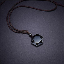 Load image into Gallery viewer, COOLSOME Obsidian/Tiger-stone Natural Stone Amulet Hexagram Pendant Necklace for Him/Her Couples Men Women (Hexagon)