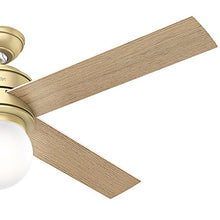 Load image into Gallery viewer, HUNTER 59320 Hepburn Indoor Ceiling Fan with LED Light and Wall Control, 52", Modern Brass