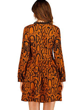 Load image into Gallery viewer, Floerns Women's Printed Long Sleeve Button A-Line Short Dress Orange XL