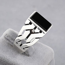 Load image into Gallery viewer, chimoda Mens Silver Ring with Black Onyx Stone in 925 Sterling Turkish Handmade Jewelry Men’s Rings (10)