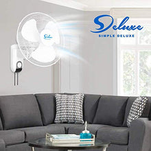 Load image into Gallery viewer, HealSmart Digital Household Wall Mount Fans 16 Inch Adjustable Tilt, 90 Degree, 3 Speed Settings, 1 Pack, White