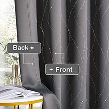 Load image into Gallery viewer, StangH Printed Blackout Curtains 84 inch Length Living Room Thermal Insulated Wave Line Dots Curtains Room Darkening Grommet Curtains for Sliding Glass Door, Grey, W52 x L84-inch, Grey, 2 Panels