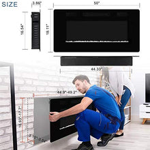 Load image into Gallery viewer, Xbeauty 50" Electric Fireplace in-Wall Recessed and Wall Mounted 1500W Fireplace Heater and Linear Fireplace with Timer/Multicolor Flames/Touch Screen/Remote Control (Black)