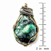 Load image into Gallery viewer, Genuine Natural Raw Green Emerald Pendant Necklace - Wire Wrapped Fine Jewelry For Women Wife Men Unisex - 24 Inches Chain - May Birthstone - Christmas Gift For Him Her