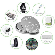 Load image into Gallery viewer, Rechargeable 2032 Battery, FITINOCH LIR2032 Button Battery Can Replace ML2032 CR2032 3v Lithium Batteries with Coin Battery Charger, 4 Count Car Remote Battery 3.7V 50mAh