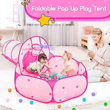 Load image into Gallery viewer, PigPigPen 3pc Kids Play Tent for Girls with Ball Pit, Crawl Tunnel, Princess Tents for Toddlers, Baby Space World Playhouse Toys, Boys Indoor& Outdoor Play House, Perfect Kid’s Gifts