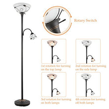 Load image into Gallery viewer, CO-Z Torchiere Floor Lamp with Side Reading Light, 3-Way Switch Combo Antique Bronze Mother Daughter Floor Lamp with Glass Shade, 71" Desk Floor Lamp for Living Room Corner Bedroom Home Office