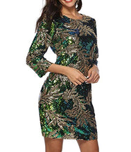 Load image into Gallery viewer, Zshujun Women's 1920s Glitter Sequin Mini Party Dress Club Bodycon Gowns 2467(Green, S)