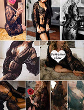 Load image into Gallery viewer, Avidlove lace Robe Women's Lace Kimono Robe Babydoll Lingerie Mesh Nightgown Black L